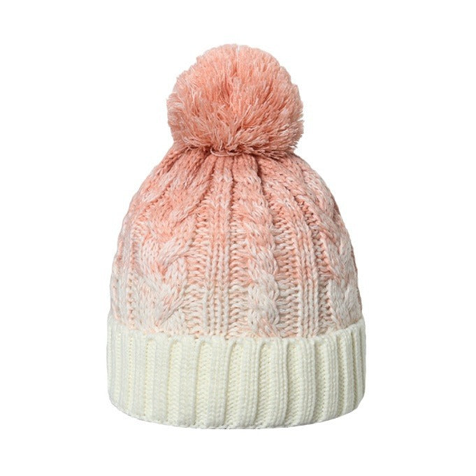 Wholesale fur ball fleece-lined warm knitted winter hat