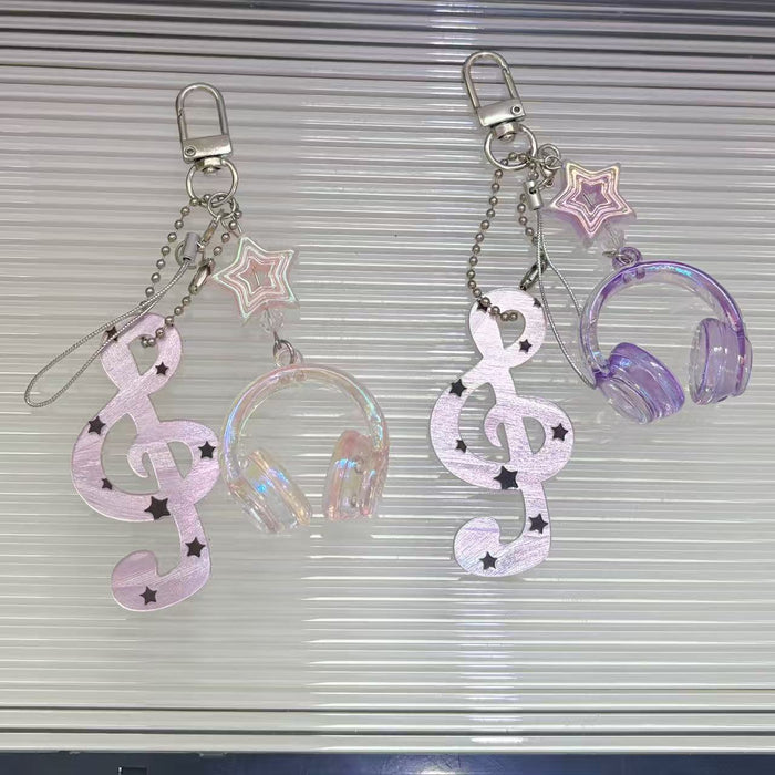 Wholesale Vintage Music Note Star Acrylic Keychain Bag Charm Trendy Accessory Gift