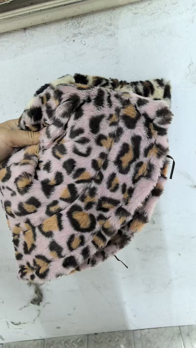 Wholesale Women' s winter face-enhancing leopard print bucket hat women' s versatile warm basin hat plush bucket hat
