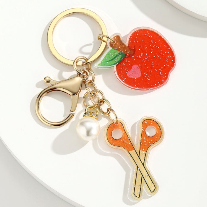 Wholesale Acrylic Pearl Apple Keychain