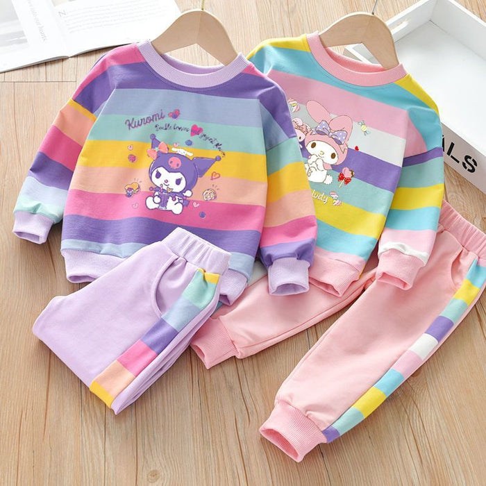 Wholesale Girls Kulomi Rainbow Suit Melody Baby Girl Spring and Autumn New Children's Suit Two-piece Suit JDC-CTS-QNE006