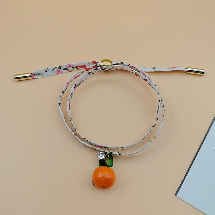Wholesale Small floral cloth bracelet, personalized color, trendy color, glass beads, stainless steel adjustable bracelet