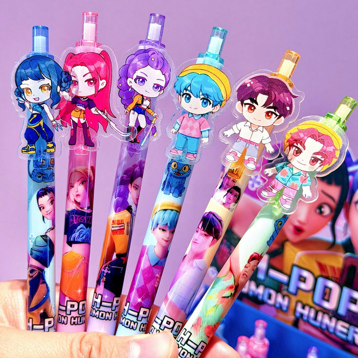 Wholesale 48pcs KPop Pen Set: Acrylic-Accent Push-Button Ballpoint Pens — Cute Stationery