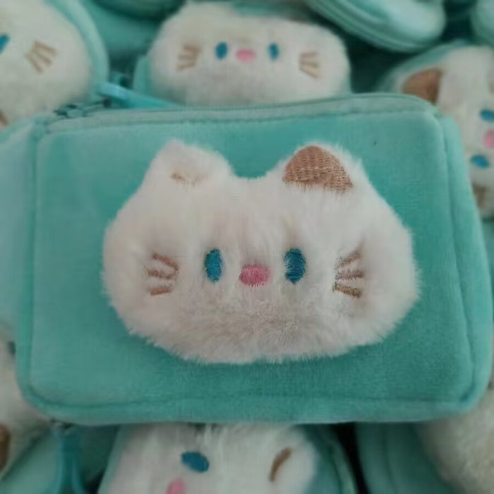 Wholesale Blue Eyes Kitten Cute Cartoon Coin Purse Plush Headphone Bag Storage Bag