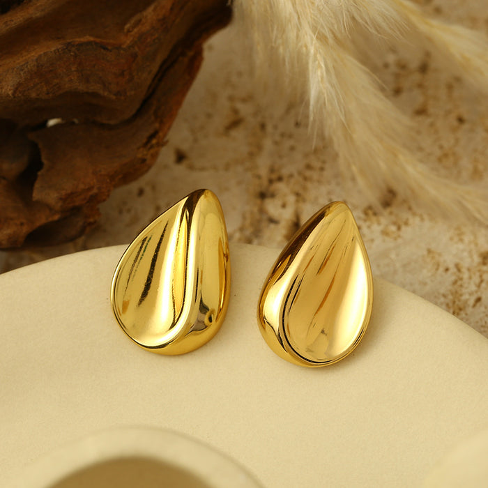Wholesale Fashionable irregular concave gold water droplet earrings, niche high-end temperament, titanium steel non fading ear accessories