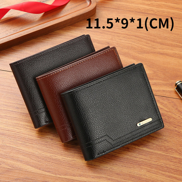 Wholesale Men's Wallet  Men's Short Wallet Fashionable and Casual Lychee Patterned Large Capacity Small Wallet JDC-WT-PC007