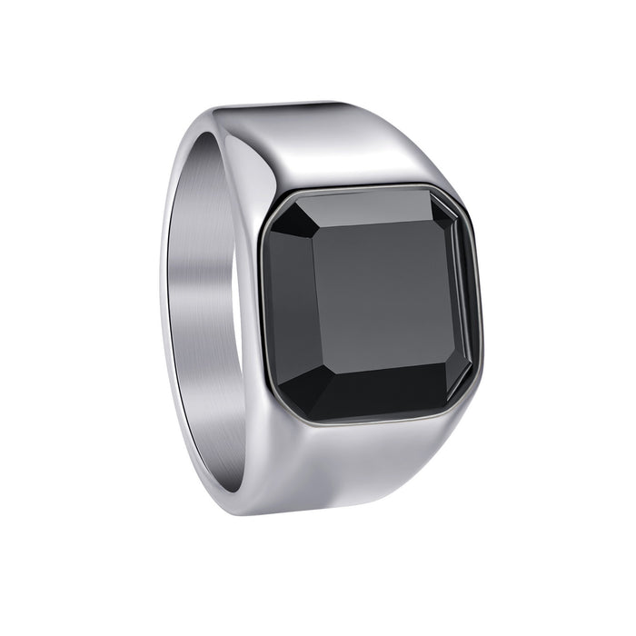 Wholesale Titanium Steel Electroplated Men' s Ring with Multi-Color Stones - Boutique Resale
