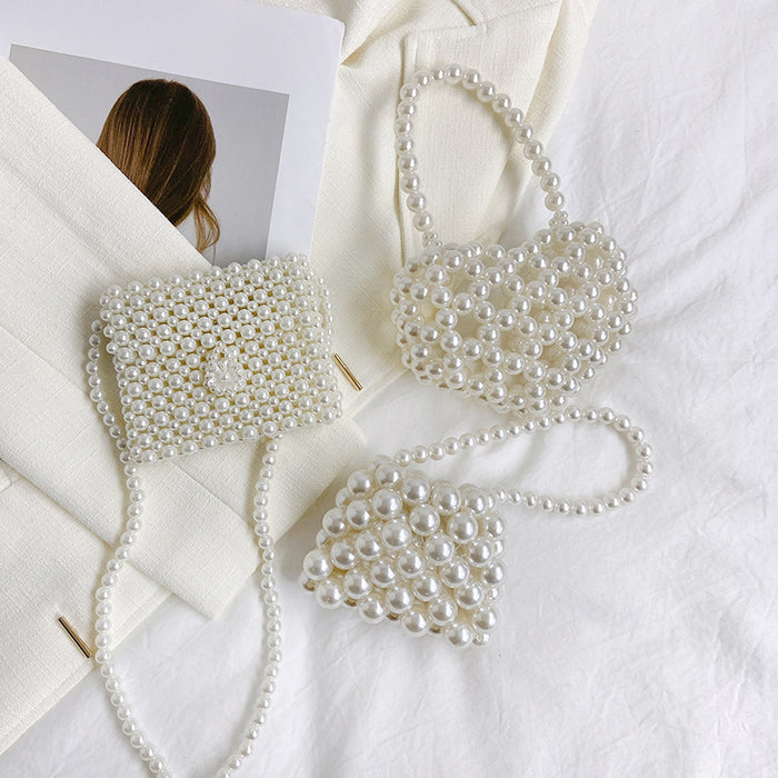 Wholesale Cute small bag, stylish pearl mini handbag, fashionable heart crossbody shoulder bag
