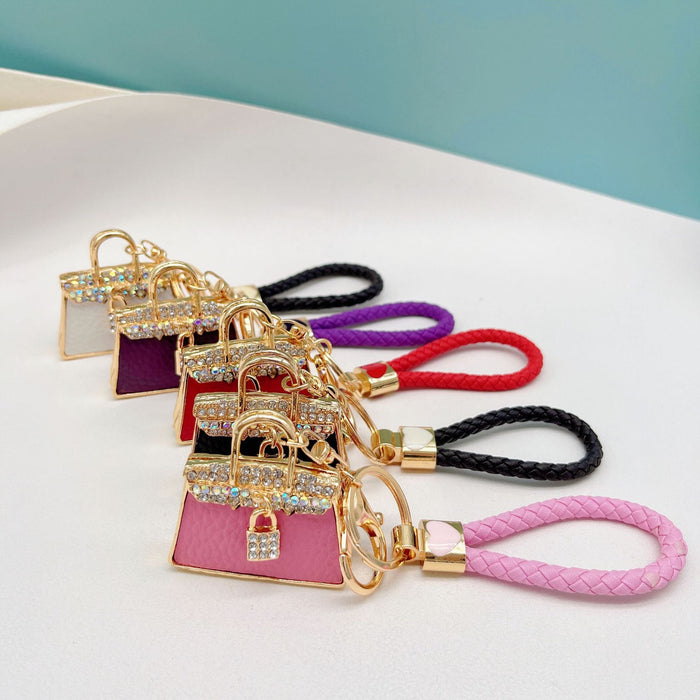 Wholesale Rhinestone Leather Handbag Alloy Keychain JDC-KC-ZhanLun002