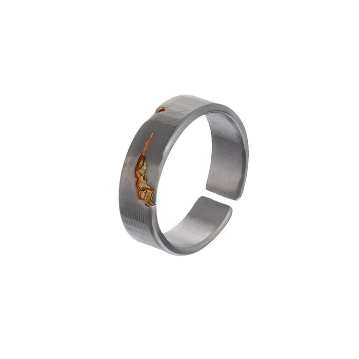 Wholesale Vintage ring, personalized and trendy hand ring, simple living mouth, plain ring, cracked ring