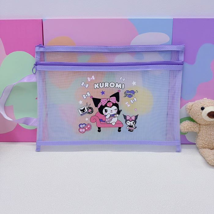 Wholesale 10pcs/ pack A4 Double-Layer Mesh Zipper Bag File Folder