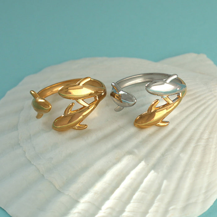 Wholesale Jewelry Stainless Steel Marine Animal Open Ring Summer