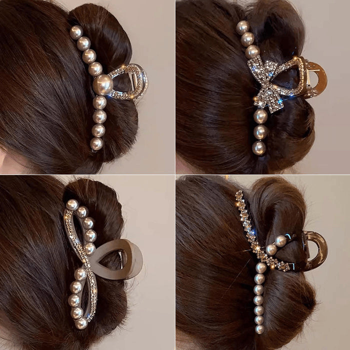 Wholesale Acrylic brown Rhinestone Back of Head Hair Shark Clip Hairpin Headwear