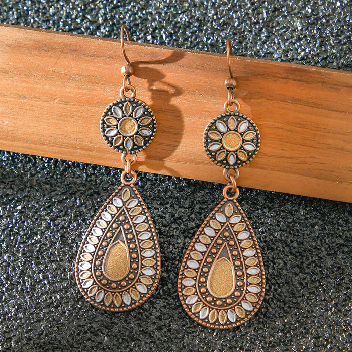 Wholesale Retro Bohemian Turquoise Tassel Earrings Zinc Alloy Fashion Accessory MOQ≥2