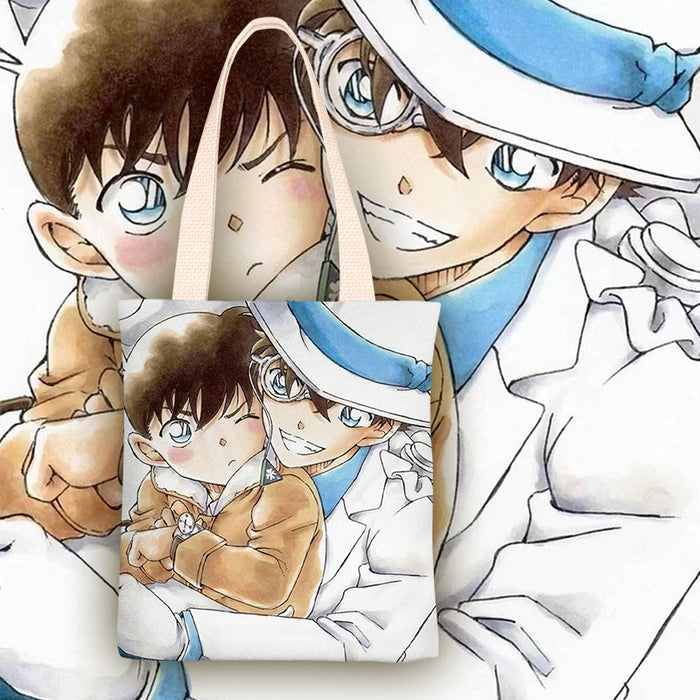 Wholesale Vertical square canvas shoulder bags with anime character print