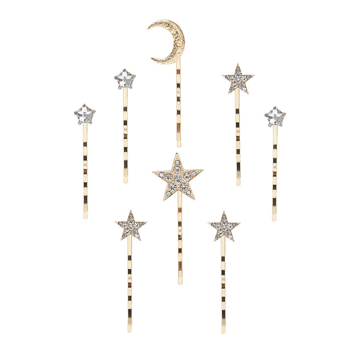 Wholesale Versatile Jewelry, Diamond studded Star Headpiece, Moon Hairpin Set for Women