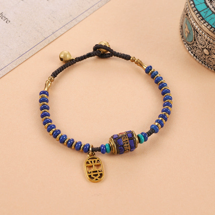 Wholesale Ethnic Style Turquoise Copper Beads Beaded Bracelet JDC-BT-Luox001