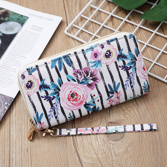 Wholesale Ladies Long Printed Double Zipper Wallet JDC-WT-MeiSQ004