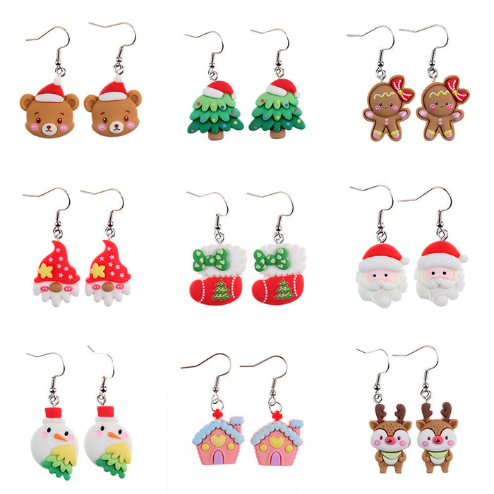 Wholesale Earrings Resin Christmas Cute Cartoon JDC-ES-niqing005