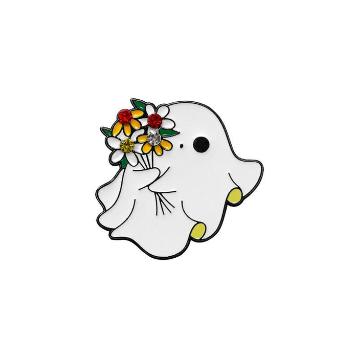 Wholesale Alloy Brooch With Baking Paint Rhinestone Dark Series Ghost Pumpkin Demon Cartoon Design Trendy Gift