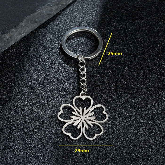 Wholesale Stainless Steel Simple Flower Pendant Keychain JDC-KC-JiS001