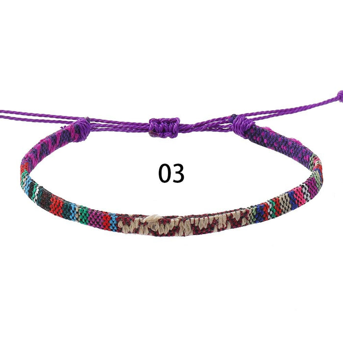 Wholesale Colorful Cotton and Linen Bohemian Fabric Bracelets for Women Hand-woven Knot Bracelets JDC-BT-XH008