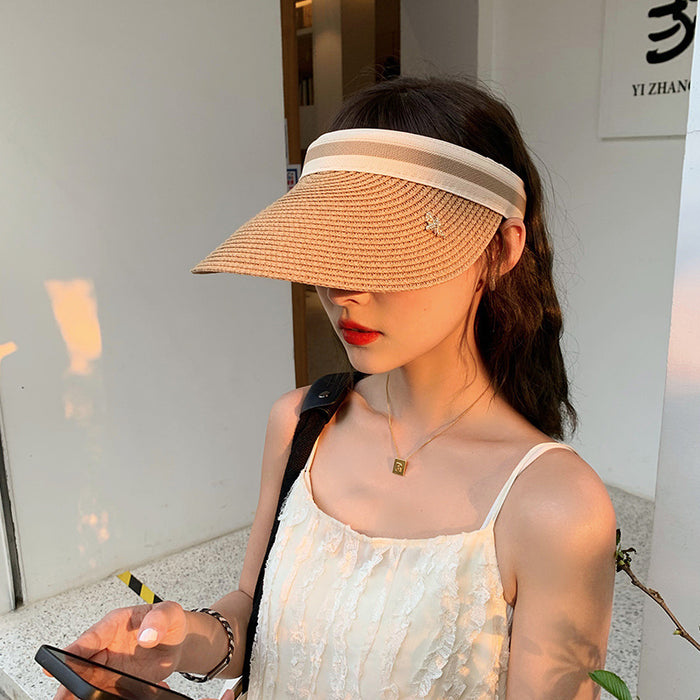 Wholesale Outdoor empty top duckbill hat, children's seaside beach, no top headband, sunshade and sun protection sun hat