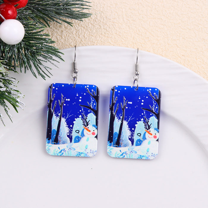 Wholesale Christmas Print Geometric Acrylic Earrings
