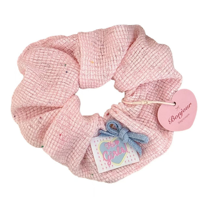 Wholesale Blue and pink bow knot knitted hair scrunchies