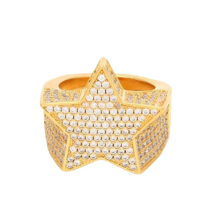 Wholesale Full diamond zircon pentagram ring