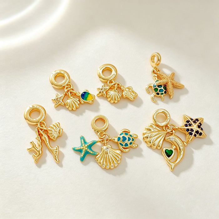 Wholesale Ocean Series Copper Charm Pendant for Necklace Making Accessory