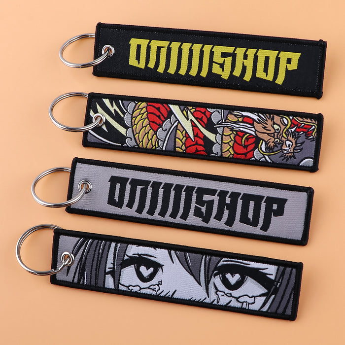 Wholesale Cartoon silk keychain lanyard  woven fabric keychain accessories