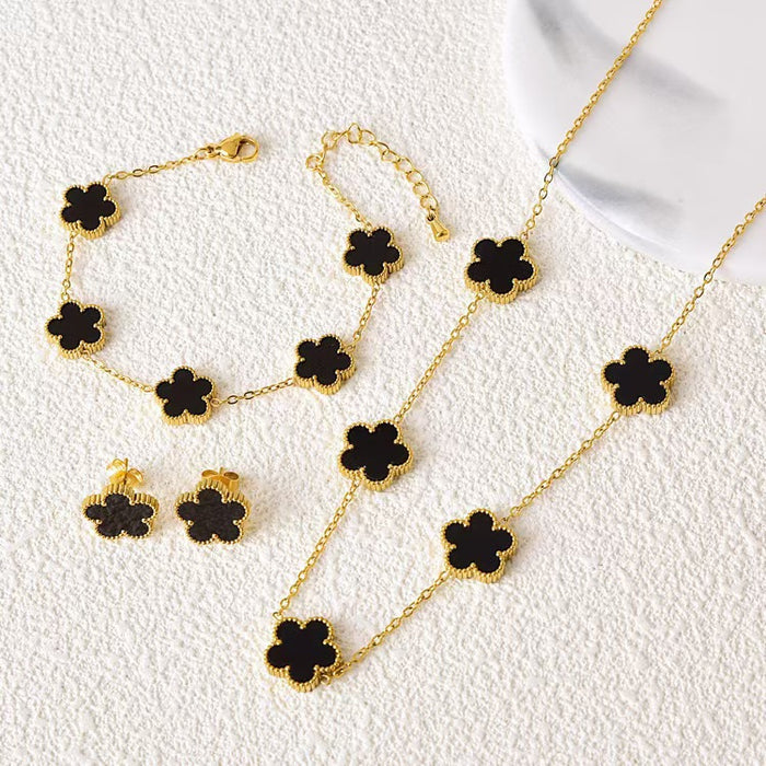Wholesale Stainless steel clover necklace bracelet earrings