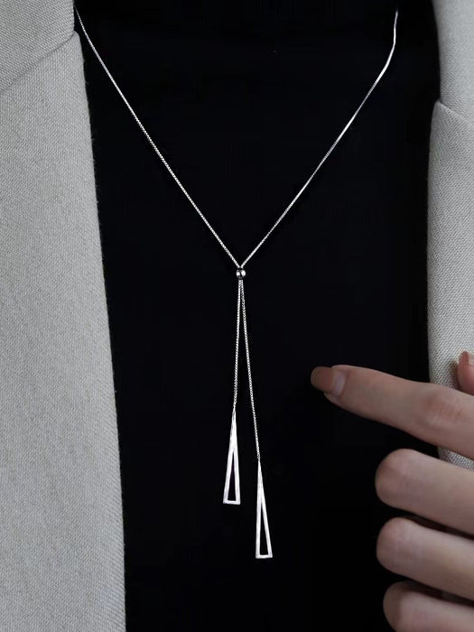 Wholesale Delta Tassel Pendant Necklace Titanium Steel Rose Gold Chain