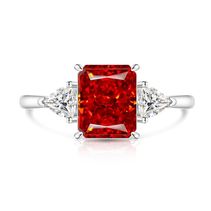 Wholesale Ice Flower Cut Square Ring Copper Real Gold Plating High Carbon Diamond Look Jewelry Accessory for Resale