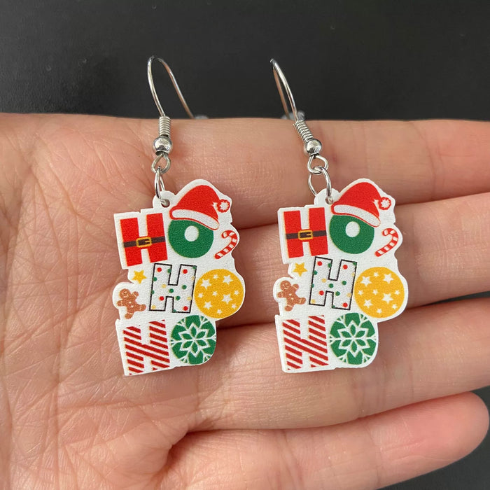 Wholesale Fashion Acrylic Cartoon Christmas Earrings With Reindeer Flamingo And Rainbow Designs Party Wear Jewelry Accessory