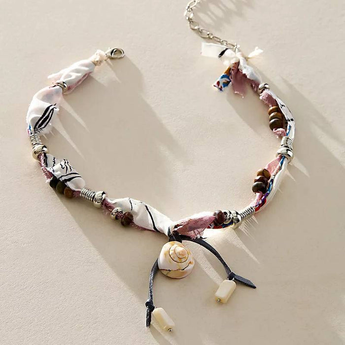Wholesale ]New Fashion Fabric Bracelet Natural Bead Pendant Fabric Knot Bracelet