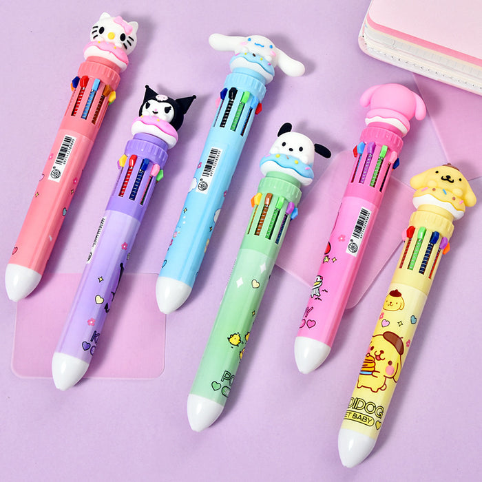 Wholesale full series push gel pen multi-color pen Journal pen carbon water pen black pen ten-color pen