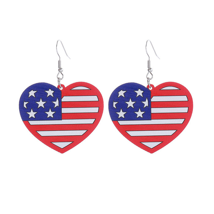 Wholesale Hollow Wooden Independence Day Earrings JDC-ES-ChouTteng017