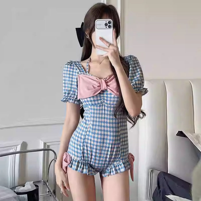 Wholesale One-piece swimsuit checkered swimsuit