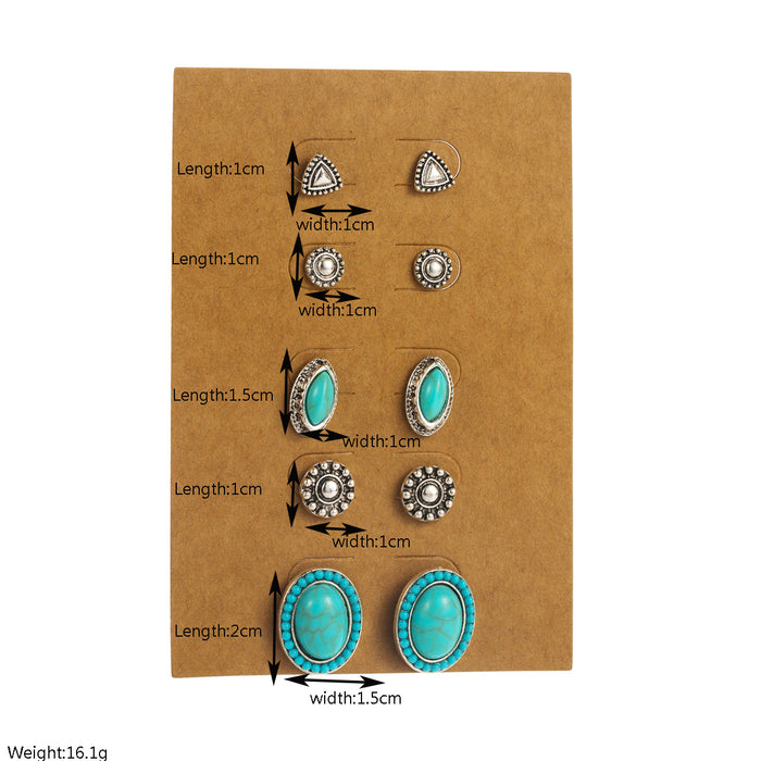 Wholesale Retro Ethnic Style Turquoise Earrings Set