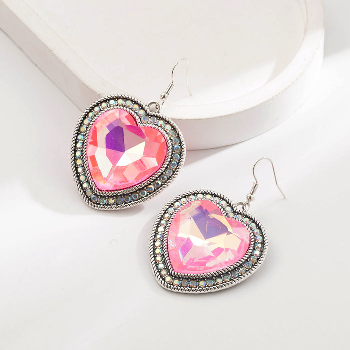 Wholesale Retro Heart Turquoise Inlay Earrings