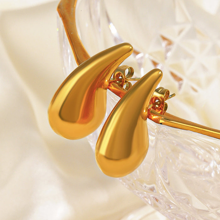 Wholesale Womens Stainless Steel teardrop Gold Plated Earrings