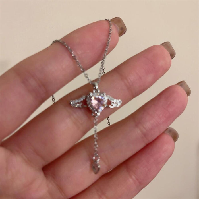 Wholesale Necklace Love Zircon Romantic Angel Clavicle Chain Light Luxury Heart Shaped Neck Chain
