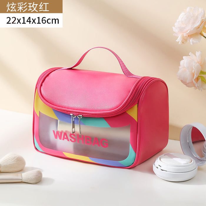 Wholesale Stylish Waterproof PVC Travel Toiletry Bag Large Capacity Handheld Cosmetic Pouch Colorful Curved Design For Travel Gift Everyday Use