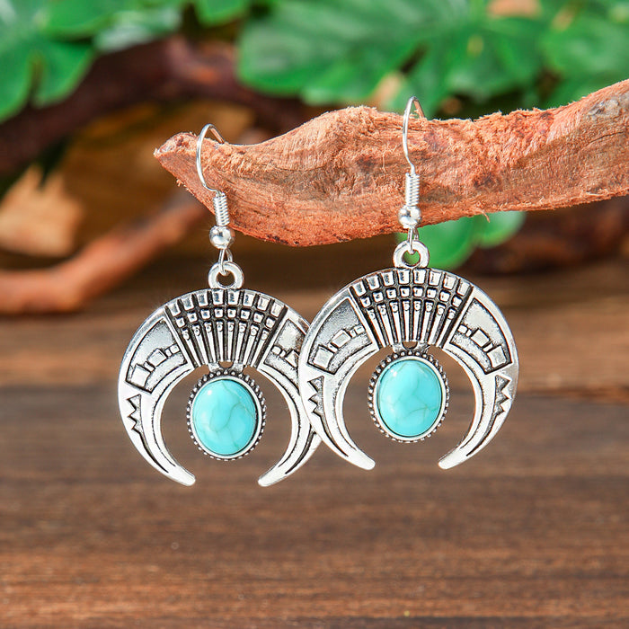 Wholesale 2pcs Bohemian Turquoise Retro Distinctive Earrings