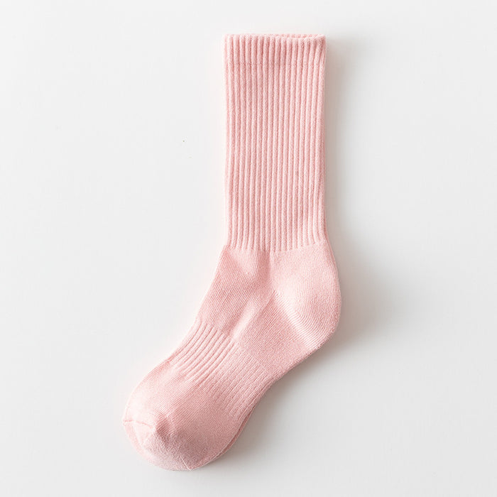 Wholesale Solid color high elastic looped socks for men and women, long socks for sports, cotton socks