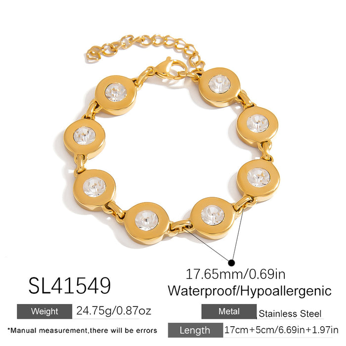 Wholesale Stainless Steel Bracelet Roman Disc Inlaid with Diamonds High-End Jewelry Ins Style Pig Nose Buckle Bracelet