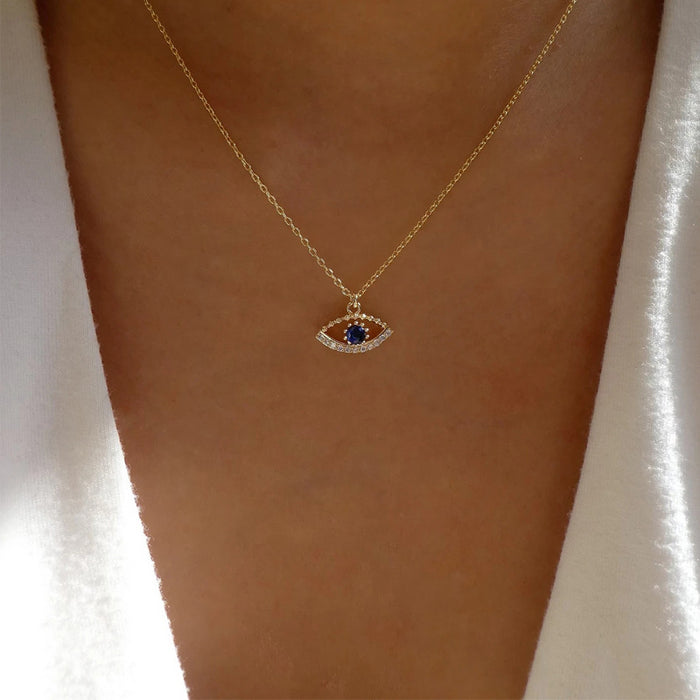 Wholesale Angel's Eye Pendant Simple Diamond Set Devil's Eye Necklace for Women