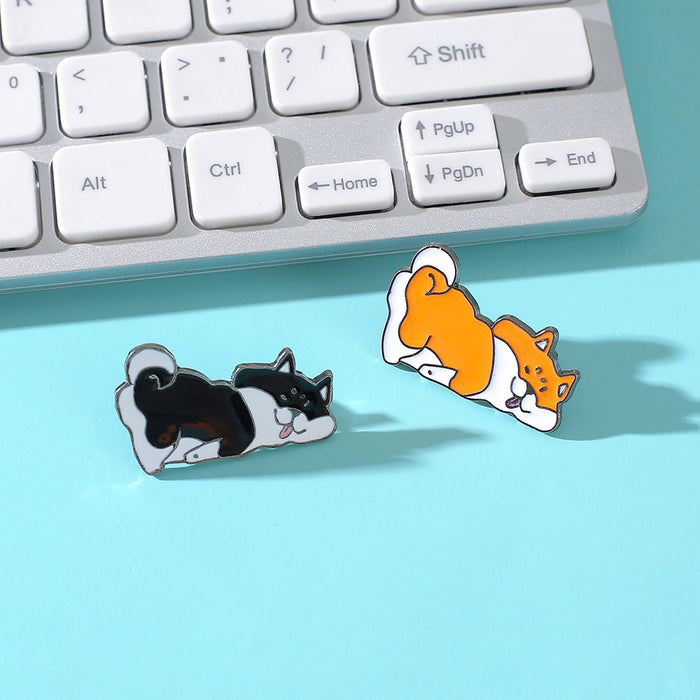 Wholesale Electroplated Metal Shiba Inu Brooch Cute Cartoon Dog Pin For Students Couples Everyday Accessory